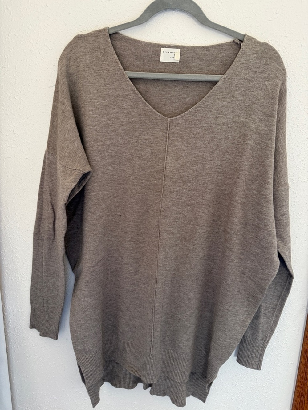 Taupe V-Neck Oversized Sweater - Neutral Everyday Layer